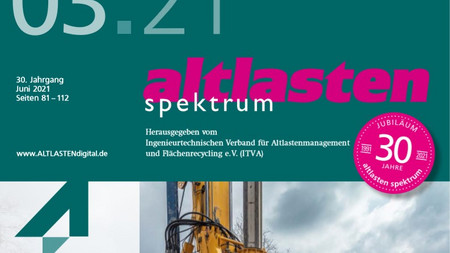 Titelbild der Zeitschrift altlasten spektrum, Ausgabe Juni 2021 Titelbild der Zeitschrift altlasten spektrum, Ausgabe Juni 2021